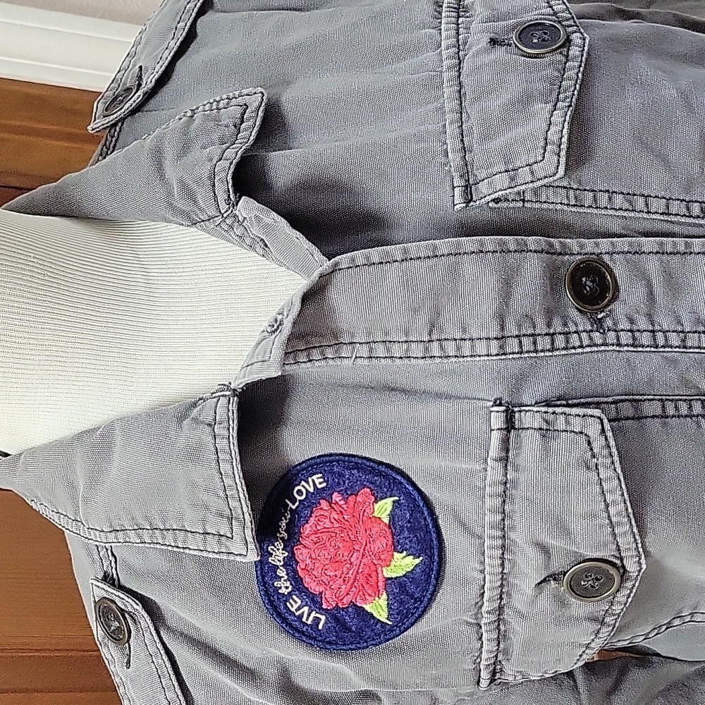 Mossimo Gray Jacket With Patches - image 3